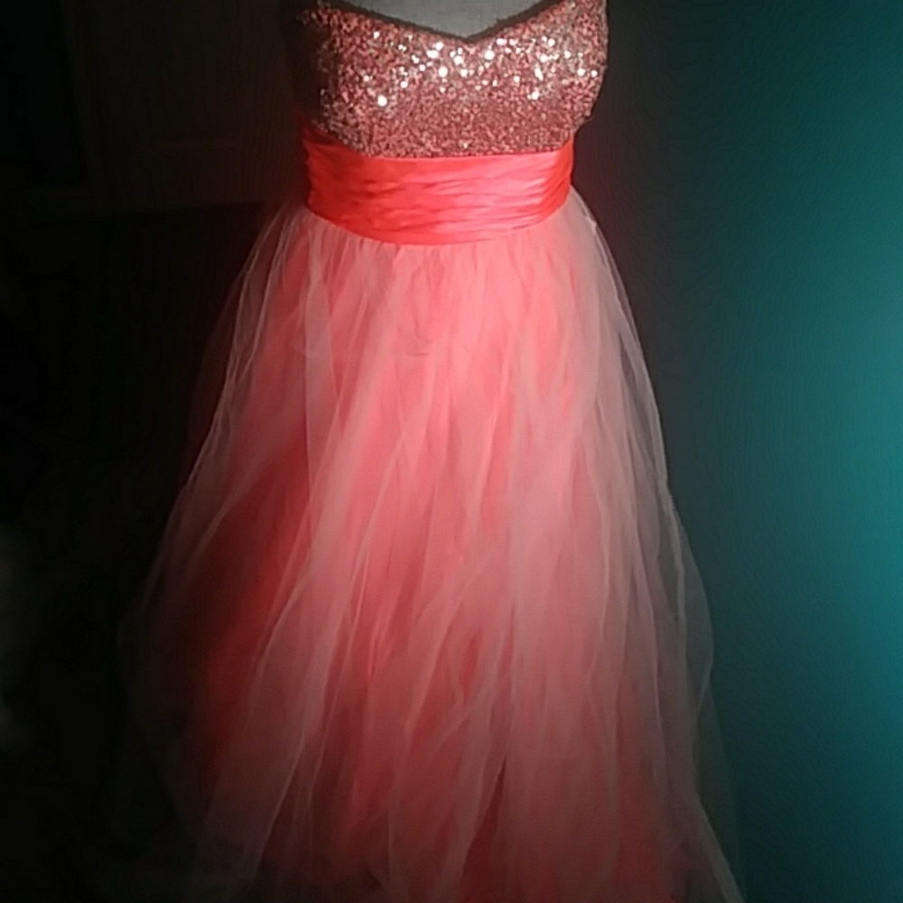Fiery salmon color party dress